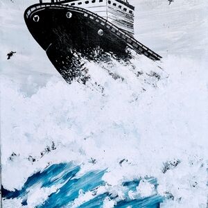 Nautical Black and White Ship Art Print